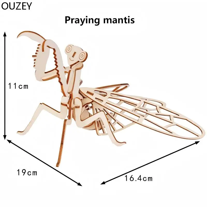 OUZEY 16 مجموعات ثلاثية الأبعاد لغز خشبي نموذج الحيوان ألعاب مونتيسوري للأطفال الحرف الهيكل العظمي الجمعية طقم هدايا بنة خشبية