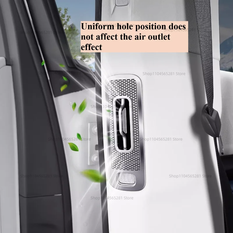 For Zeekr 9X EX1H 2025 2026 Car Second Row B-pillar Stainless Steel Air Conditioning Outlet Dust Cover Interior Accessories