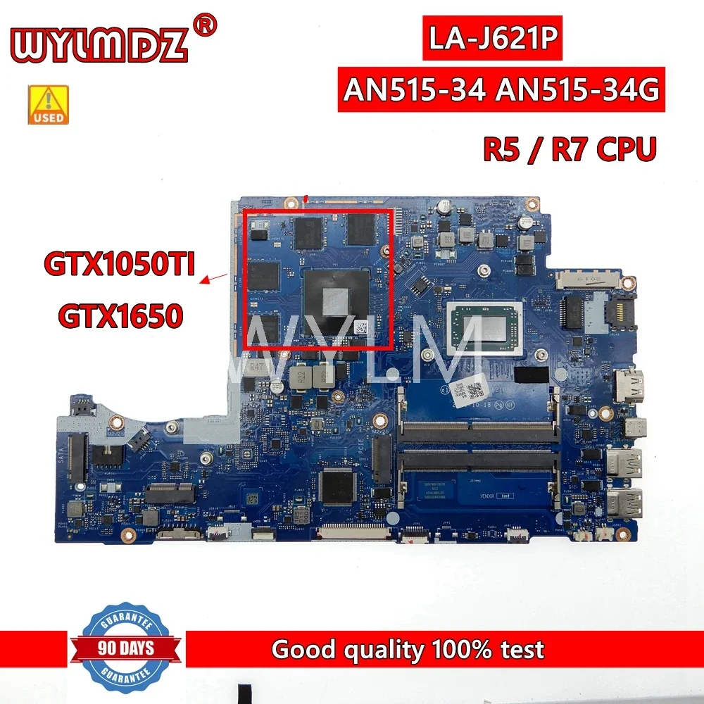 

FH50Q LA-J621P with R5 /R7CPU GTX1650/GTX1050TI GPU Laptop Motherboard For Acer Nitro AN515-34 AN515-34G notebook Mainboard