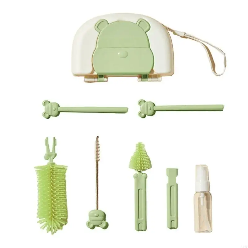 

F19F All in Bottle Cleaning Set Bottle Brush set Durable Perfect for Busy Parents