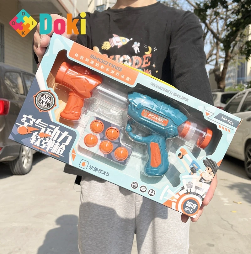 Doki-pistola de aire de juguete para niños, juguete de tiro interior, juego de pistola, regalo, 2023