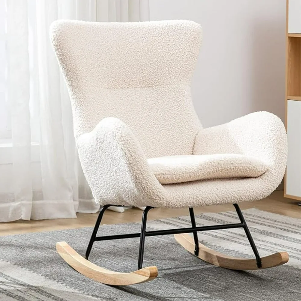 

Small Rocking Chair , Modern Rocking Chair with High Backrest, Comfy Accent Glider Chair for Nursery, Living Room