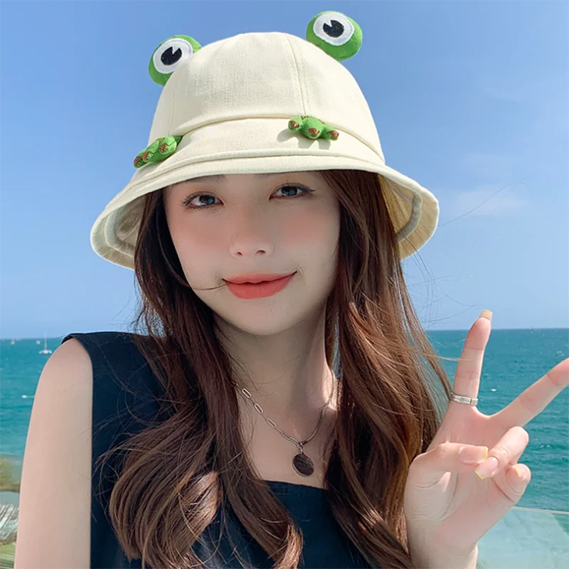 Funny frog Fishing Hunting Cap Bucket Hat Kebab Harajuku Cotton Fisherman Men Women Outdoor Sunscreen Hats Caps