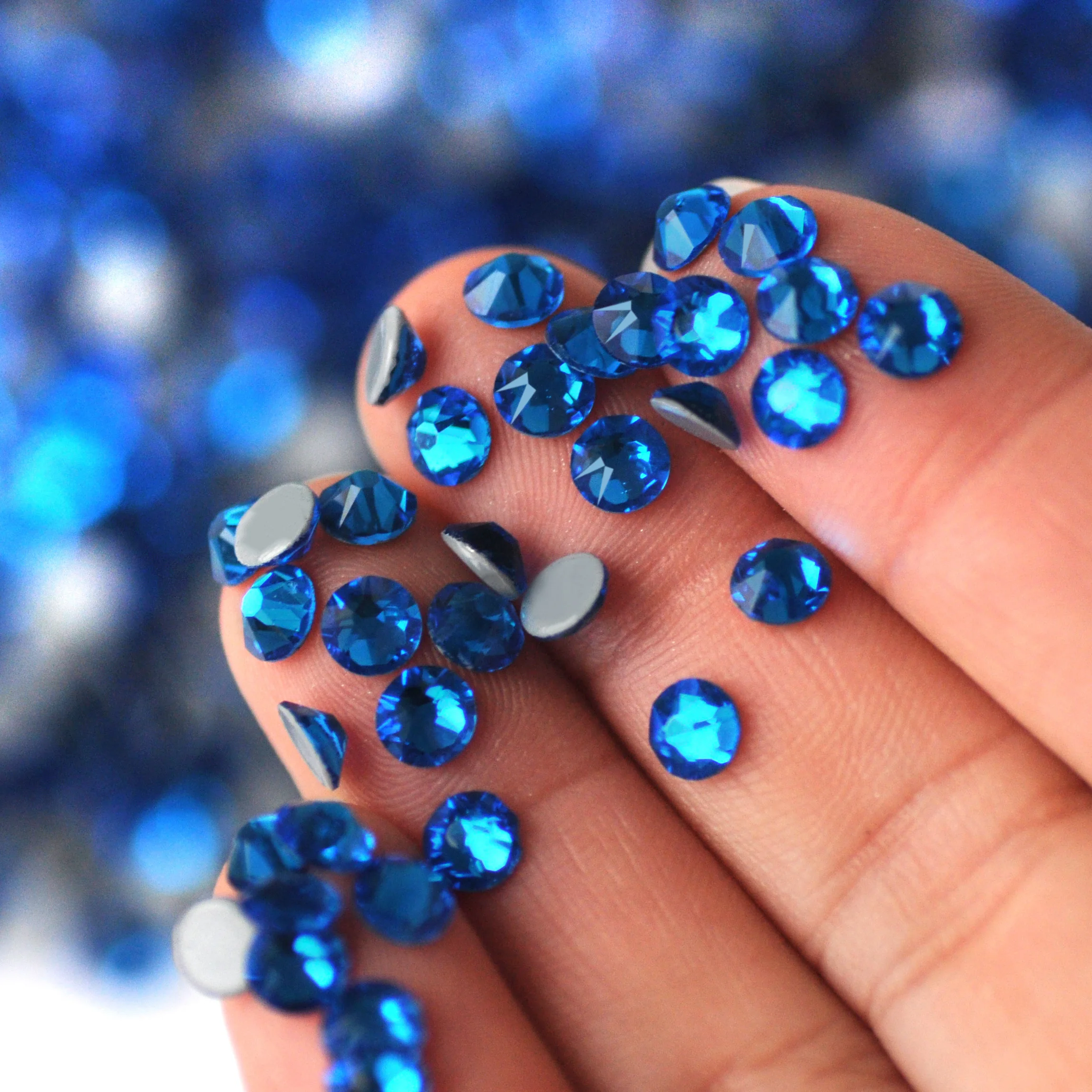 YANRUO 2088HF All Sizes Capri Blue Glass Rhinestones Crystal Stones for sewing Art Clothes Fabric