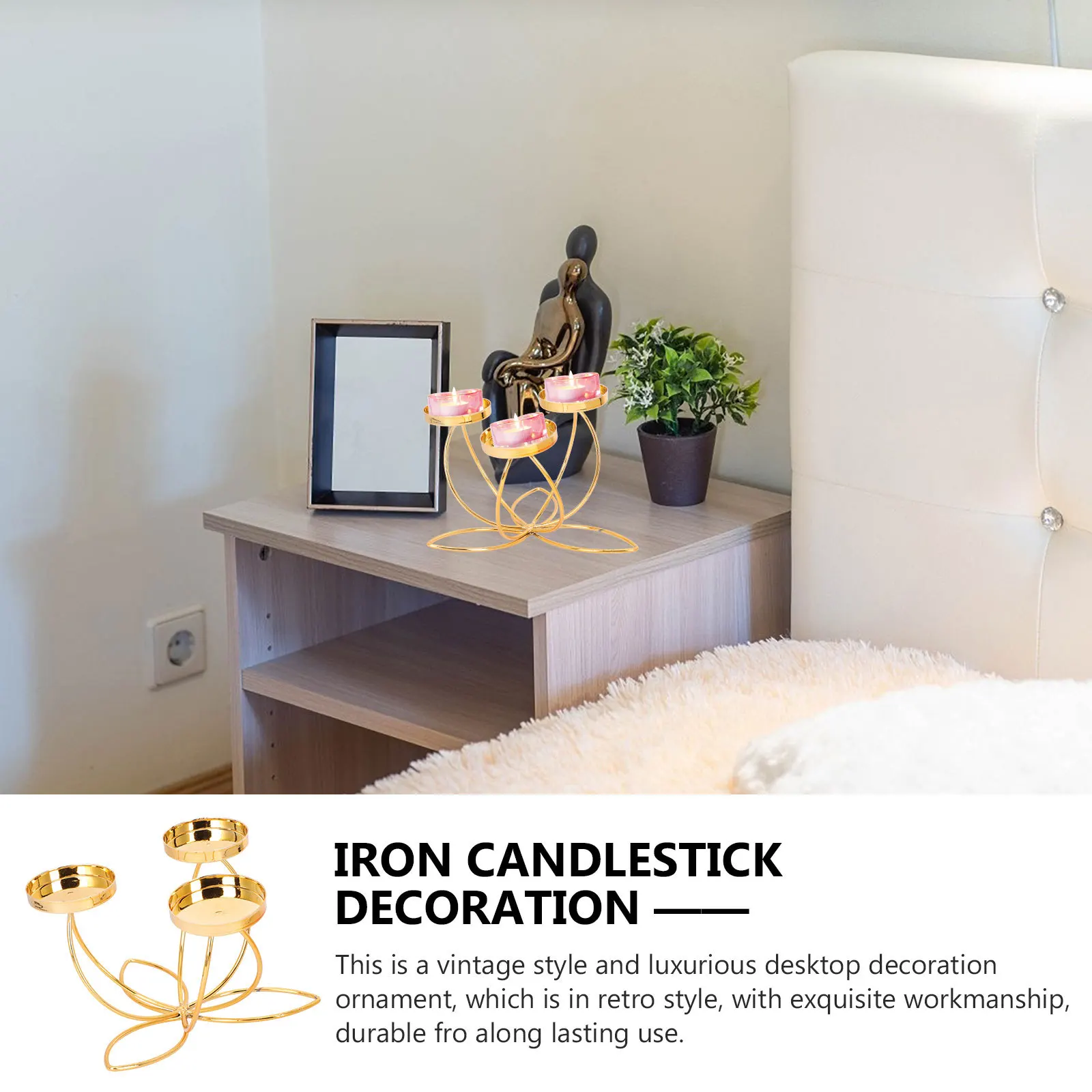 حامل حديد عتيق على الطراز العتيق شمعدان معدني زخرفة زخرفية لحفلات الزفاف والمنزل والمكتب وغرفة النوم وغرفة المعيشة