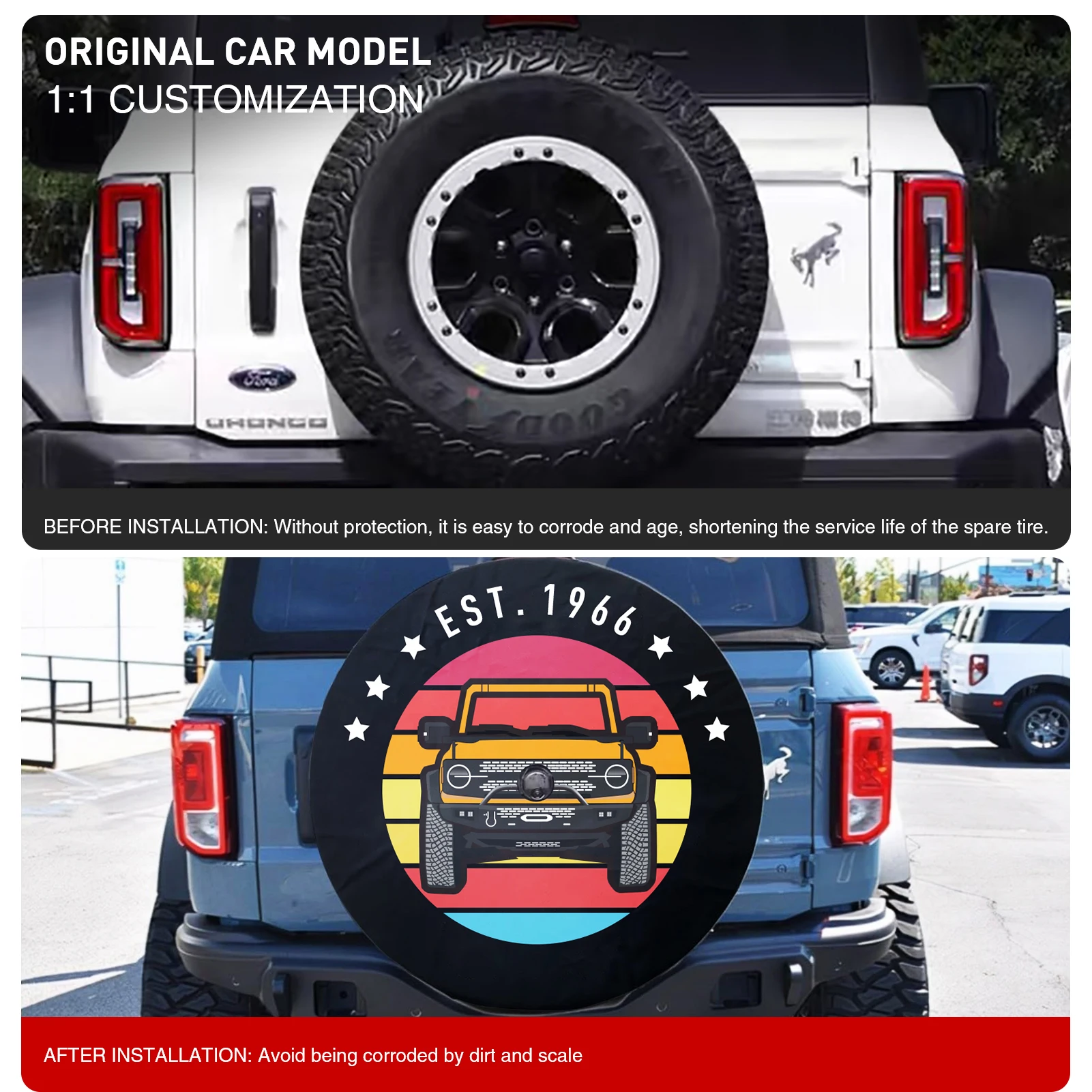 

Car Exterior Accessories 32 Inches Spare Tire Cover Back Wheel Cover Storage Bag Protector For Ford Bronco 2021 2022 Car Tools