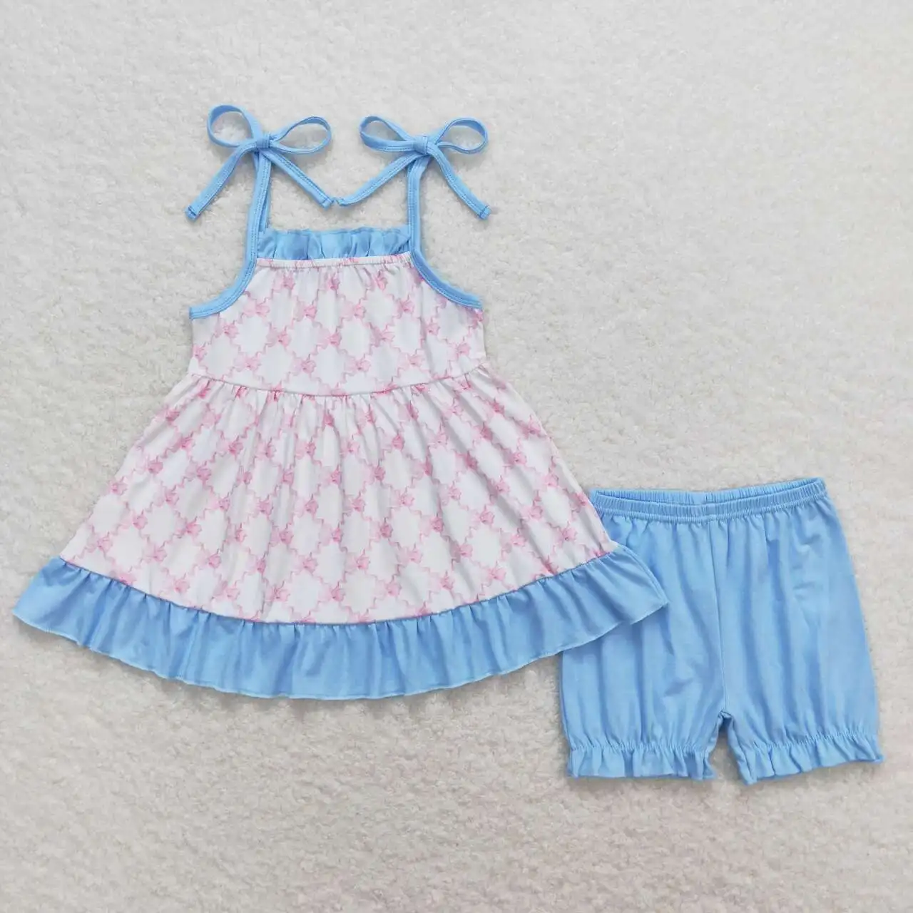 

GSSO0668 Children Clothes Sleeveless Top With Shorts Set Kids Girls Summer Boutique Outfits