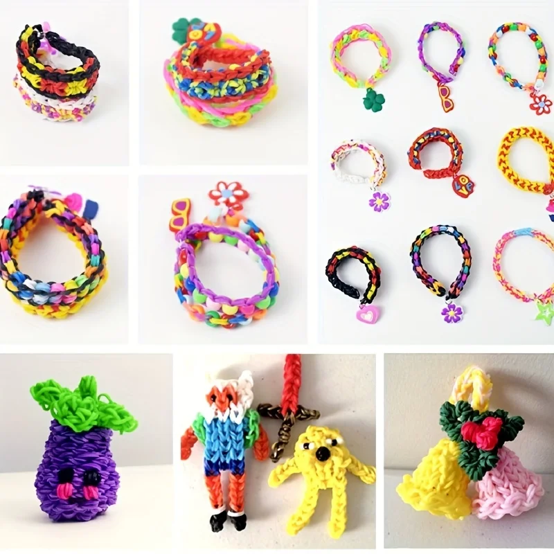発光蛍光織機バンドセット、DIYブレスレット作成キット、カラフルなラバースターターキット