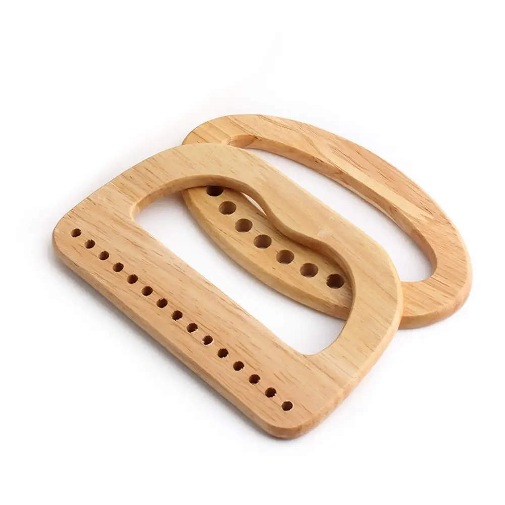 Hoja de mango de madera con borde redondo, bolso tejido de madera Trapezoidal, accesorios para bolso, bolso de repuesto artesanal en forma de D, Hnadles