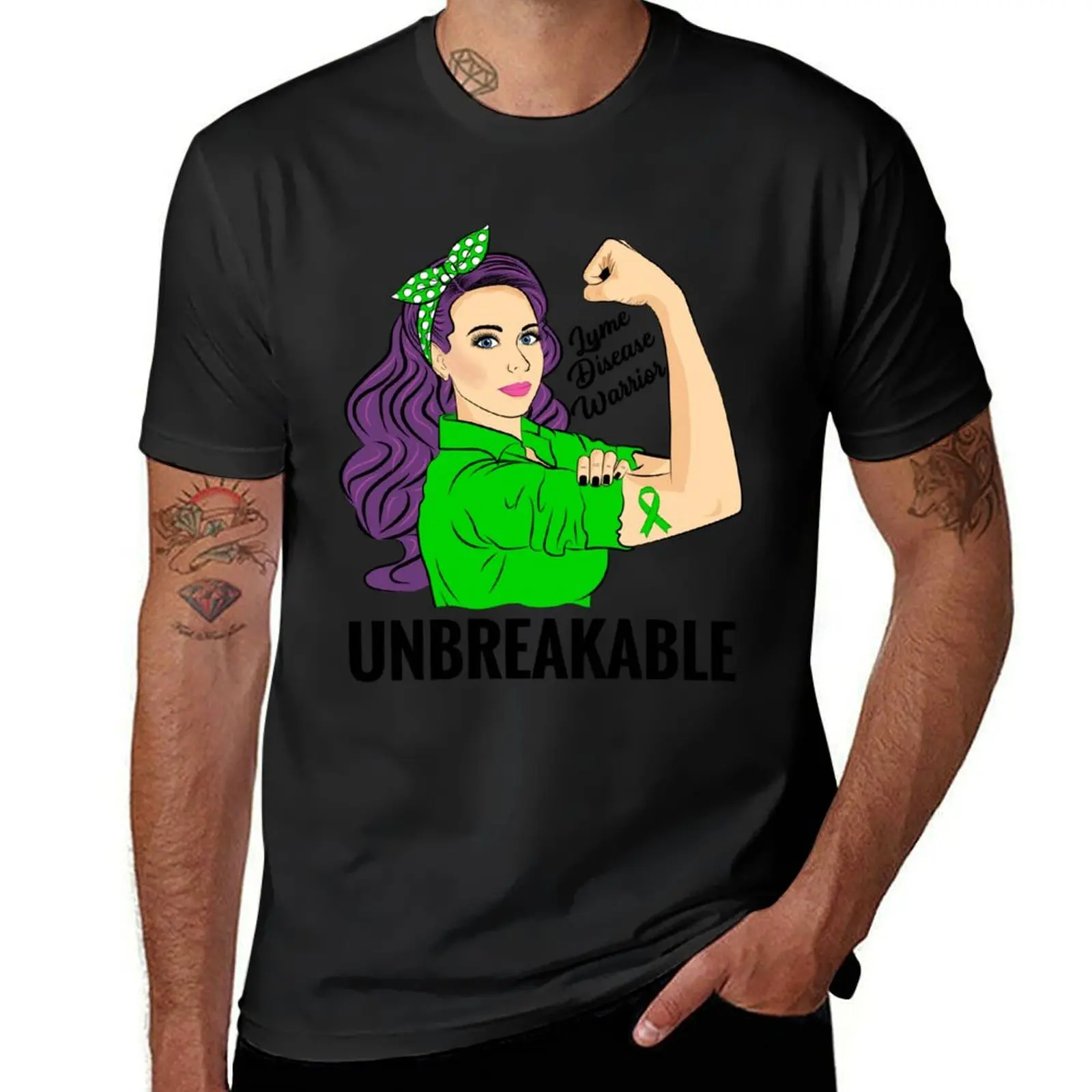 Lyme Disease Warrior Unbreakable Awareness Support T-Shirt customs design your own korean fashion summer clothes men t shirts