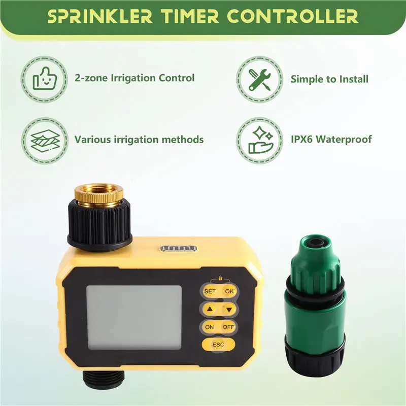 AB66-Wifi Smart Solar Sprinkler Timer Water Timer Rechargeable With Rain Delay Manual & Automatic Watering For Garden Hose US