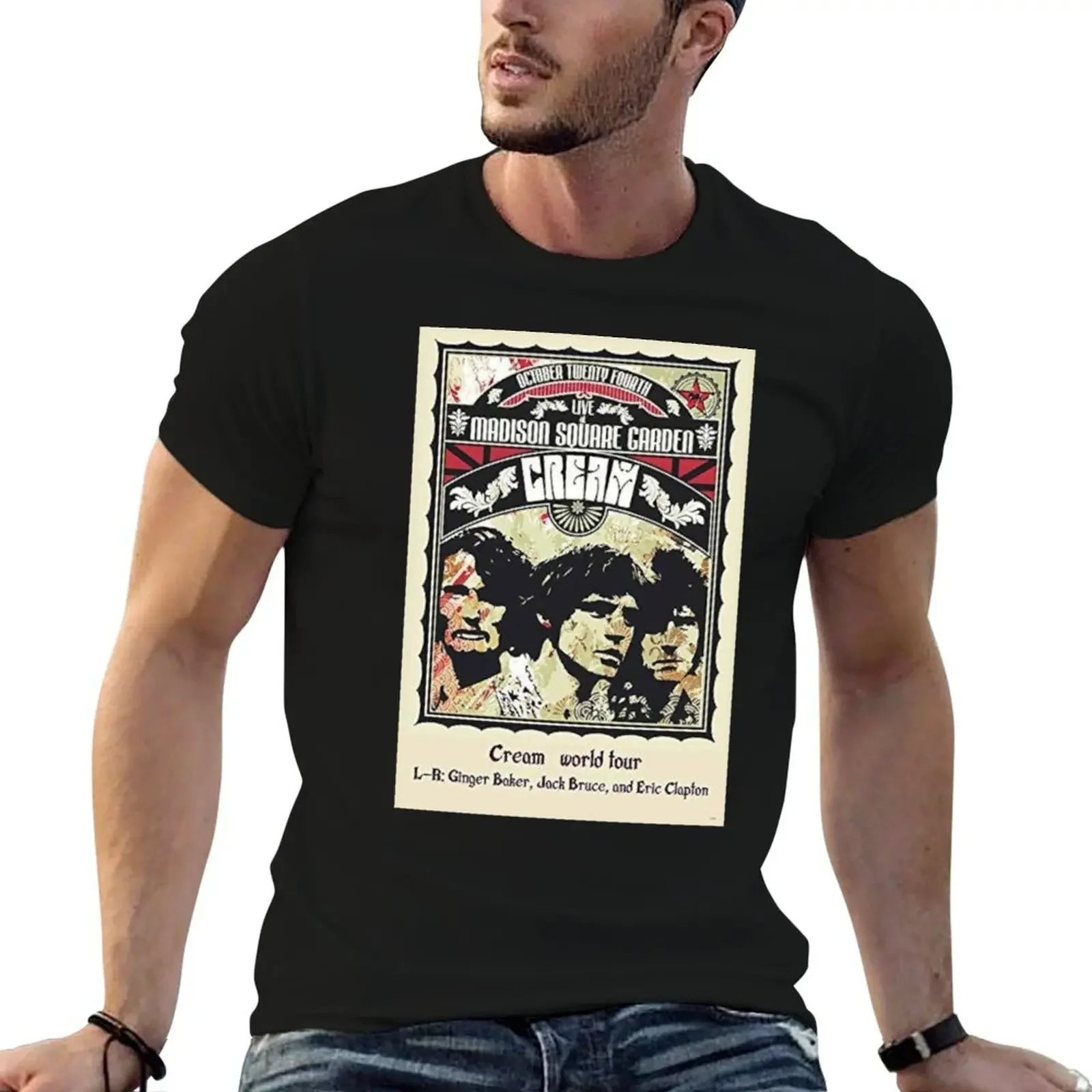 Cream Vintage Concert Poster T-Shirt plus size clothes valentines clothes essential t shirt Men's t-shirt