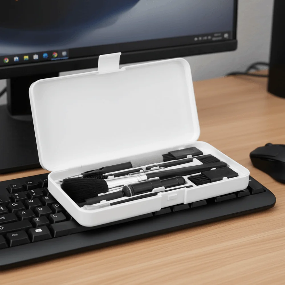 18 in 1 Computer Keyboard Cleaner Kit Professional with Storage Box Keycap Puller Kit Dust-proof Reusable Screen Dust Remover
