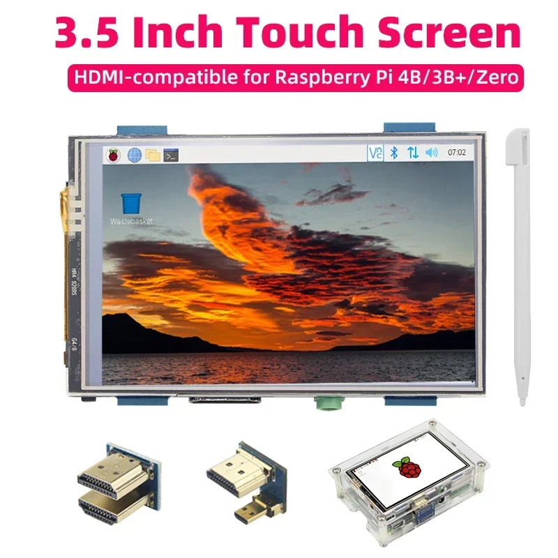 Raspberry Pi 4 Model B 3.5 inch touchscreen 480x320 to 1920x1080 LCD display acrylic for Raspberry Pi 4b/3B /3B