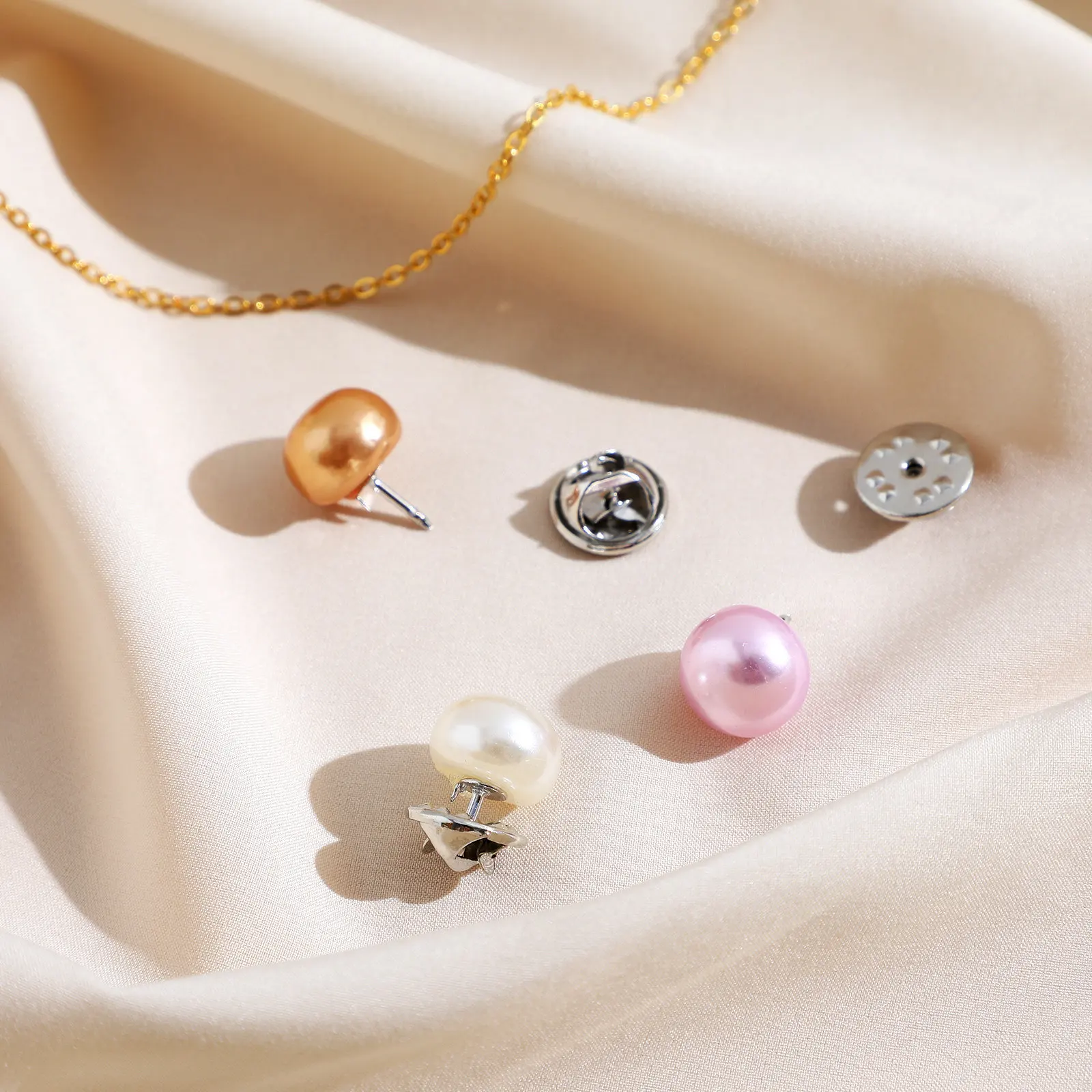 25Pcs Anti Exposure Brooch Buttons Pearl Shape Secure Clasp Cleavage Collar Dress Lapel Pin Female Brooches Cover Up