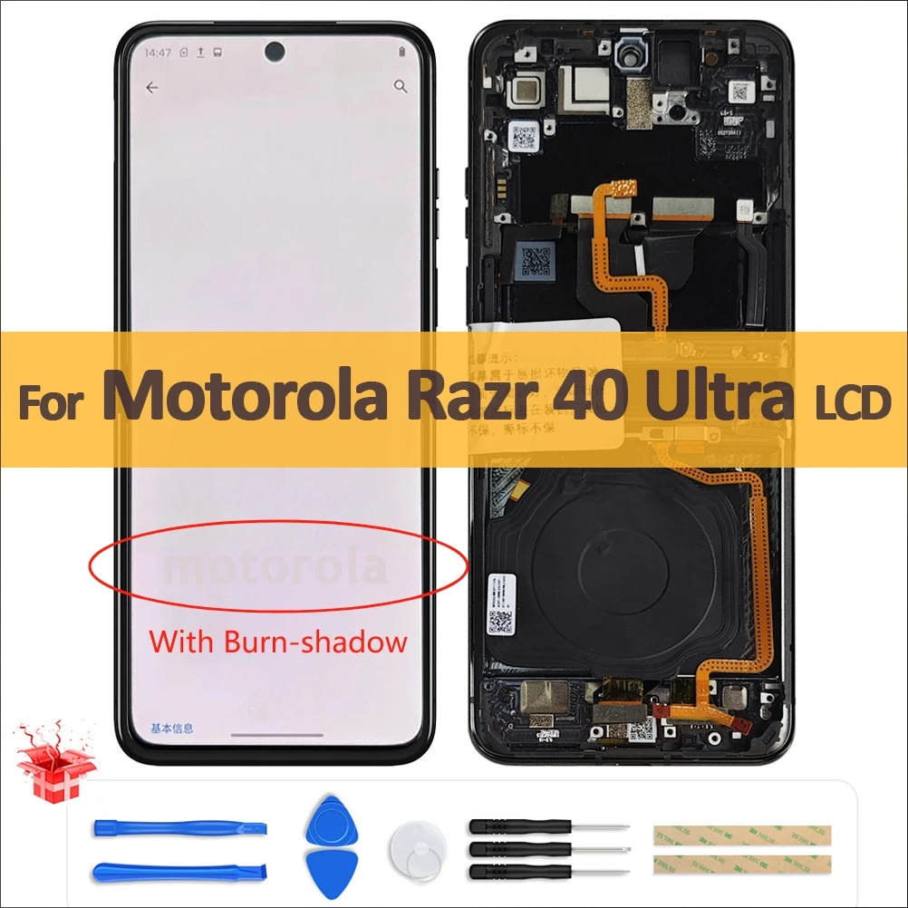 

6.9" AMOLED Foldable LCD For Motorola Razr 40 Ultra LCD Display With Burn-shadow Touch Screen Digitizer Assembly For Moto Razr4