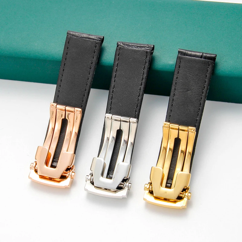 ل موريس لاكروا بونتوس ليه كلاسيكس سلسلة مقاوم للماء حزام جلد البقر الأصلي مزدوجة الصحافة للطي مشبك حزام الساعات 20 22 مللي متر