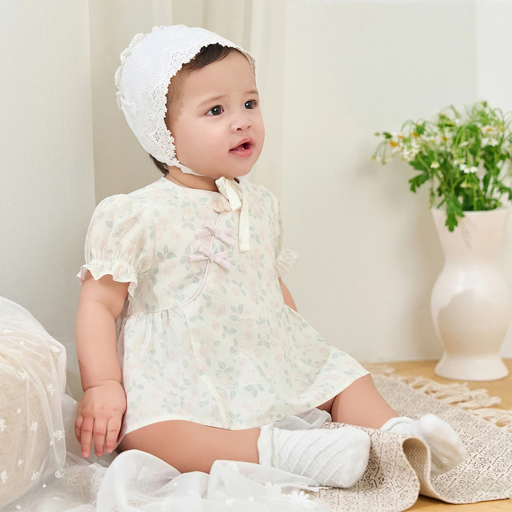 Dave Bella Newborn Jumpsuit Summer Baby Girls Romper Fashion Floral Print Creeper Short Sleeve Sweet Cool Kids Clothes DB2262107