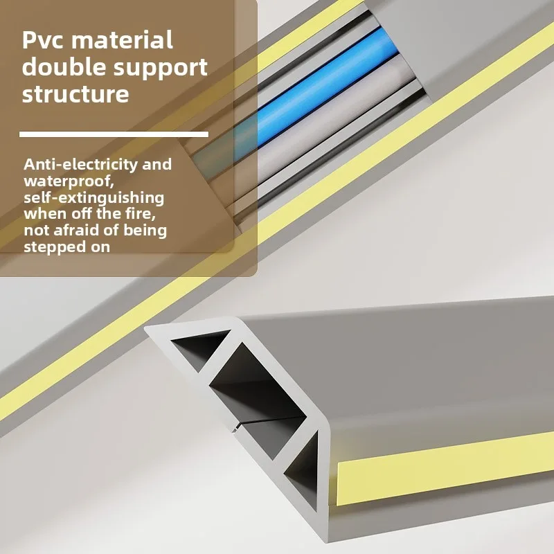 علبة كابل مرنة مثبتة على السطح ذاتية اللصق من مادة PVC، منظم كابلات مطاطية على شكل قوس خالي من الحفر، مقاوم للضغط