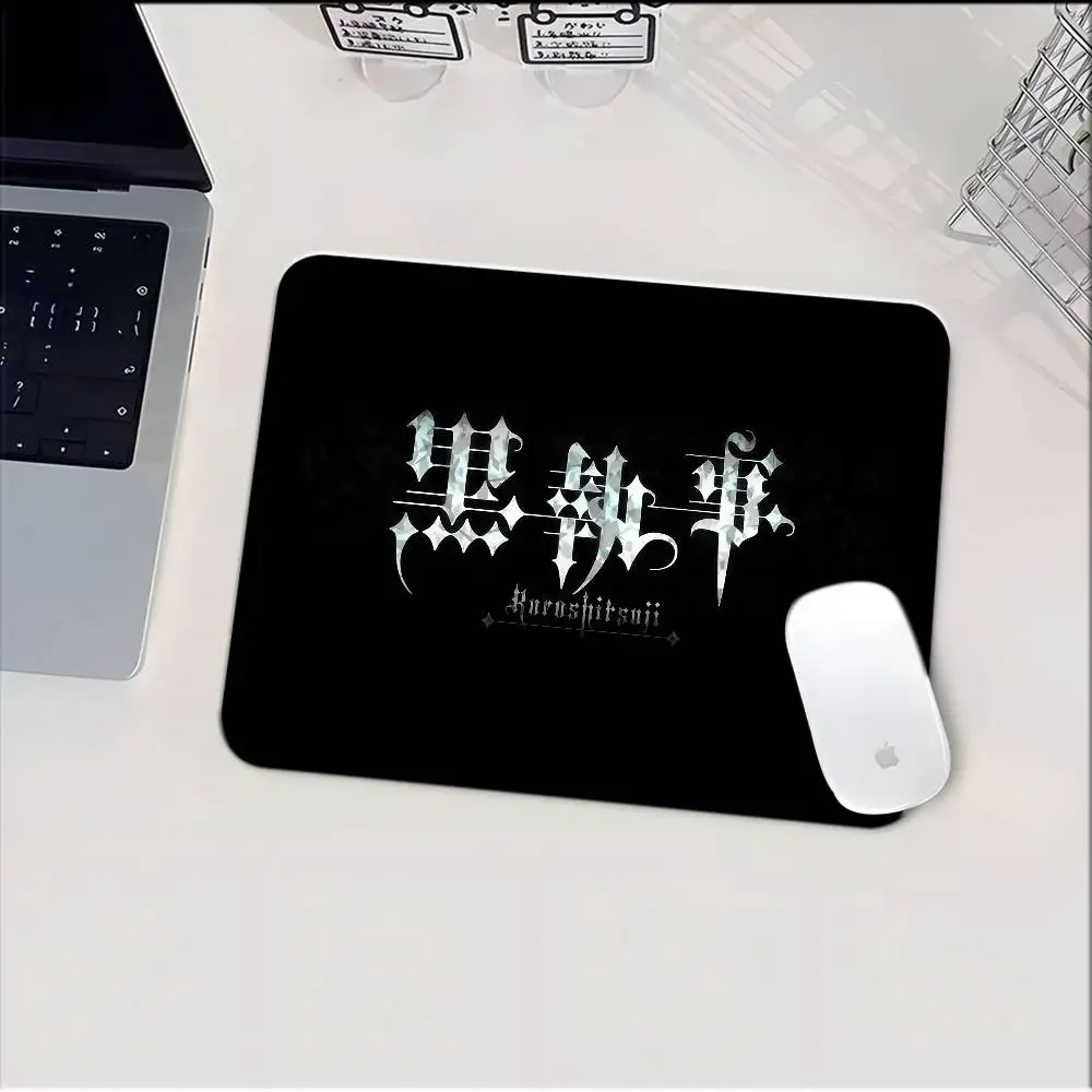 Anime Black Logo Butler Horror Mousepad Small LockEdge Mouse Pad For Gamers Computer Desk Pad Rectangular Anti-slip Rubber