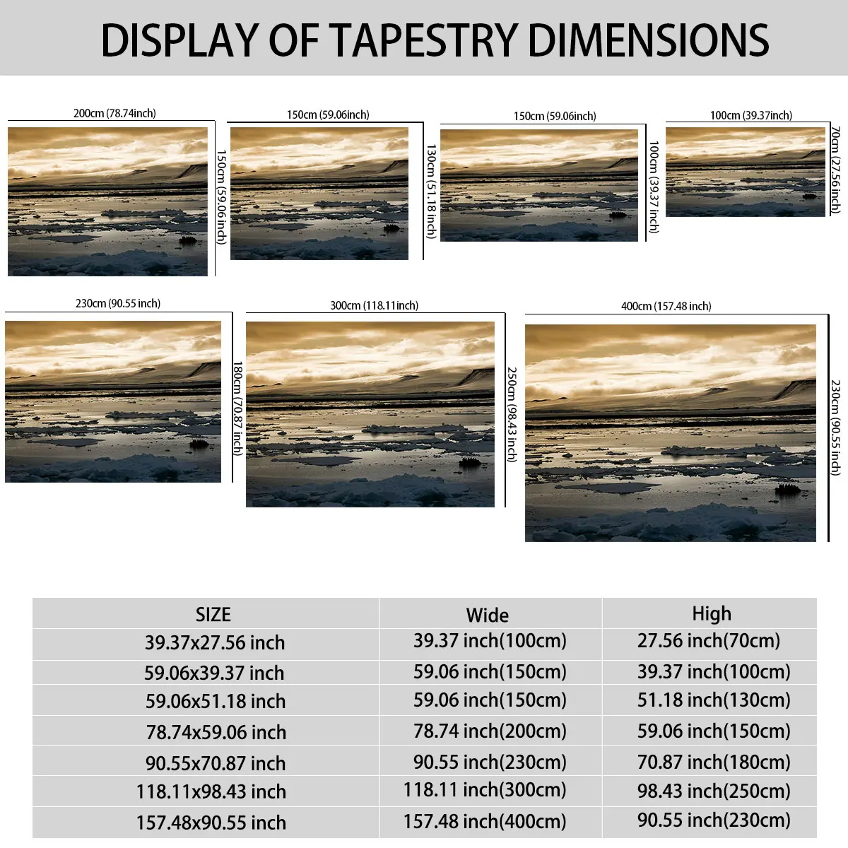 1pc warm-toned polar iceberg sea view tapestry multiple sizes wall decoration space decoration gift