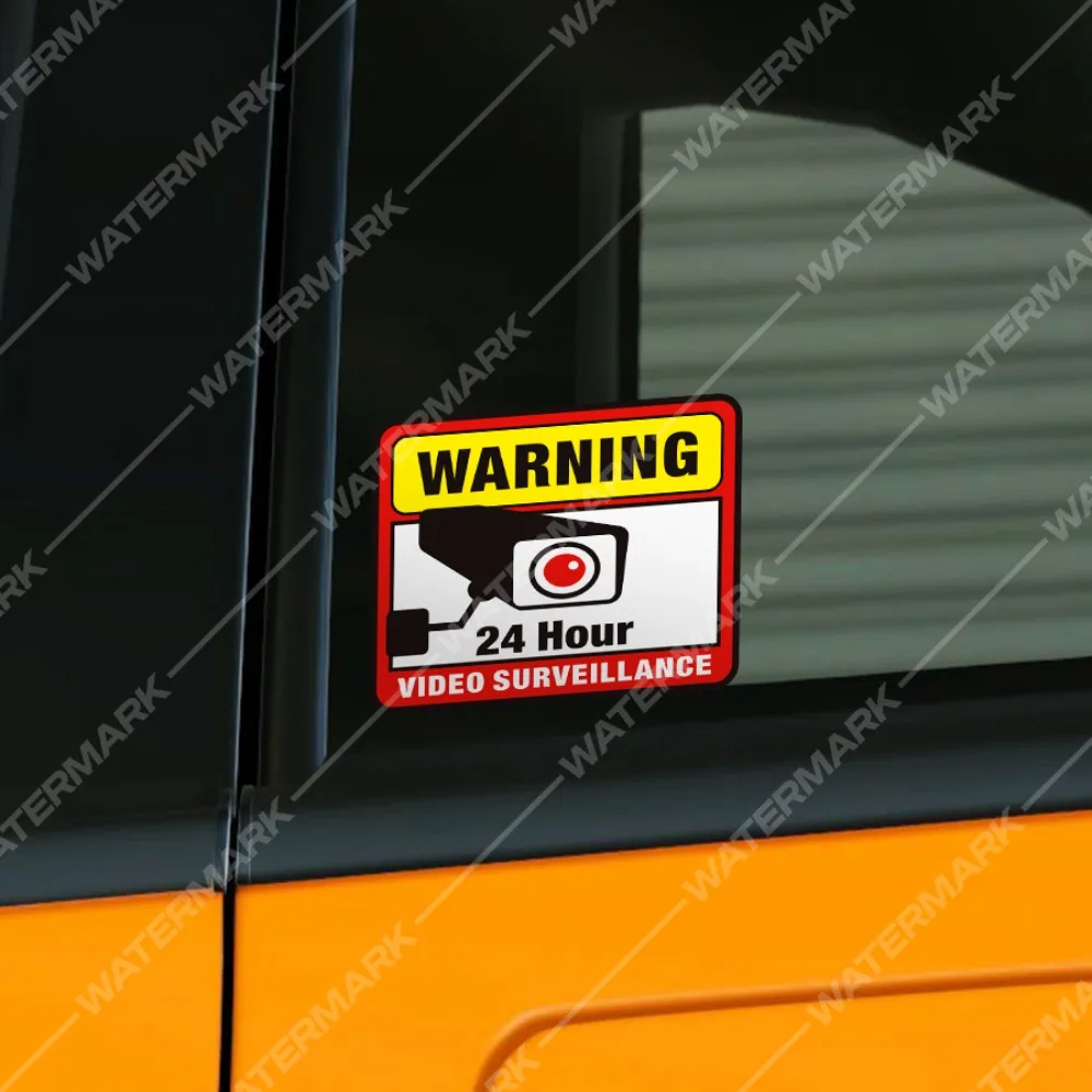 24 Hour Video Surveillance Warning Waterproof Sticker For Car Motorcycle Scooter Fuel Tank Window Decor