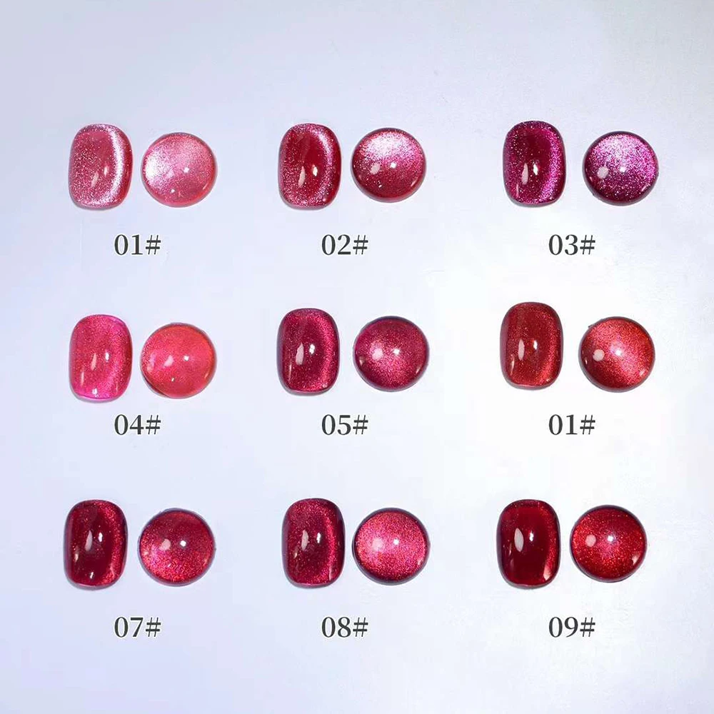 VINIMAY High End 9PCS 9D Red Magnetic Gel Nail Set With Color Card Luxury Cat's Eye Gel Soak Off UV LED Nail Varnish UV Gel