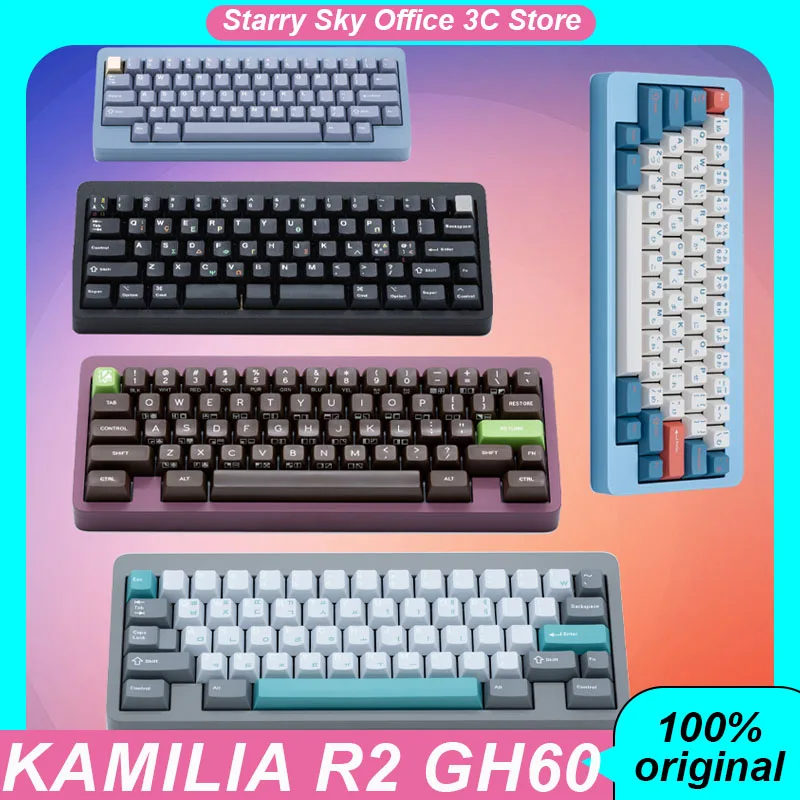 Kamilia R2 Gh60 Mechanical Keyboard Aluminium Alloy Ergonomics Hot Swap 60keys Pbt Customized Gaming Keyboard Laptop Accessories