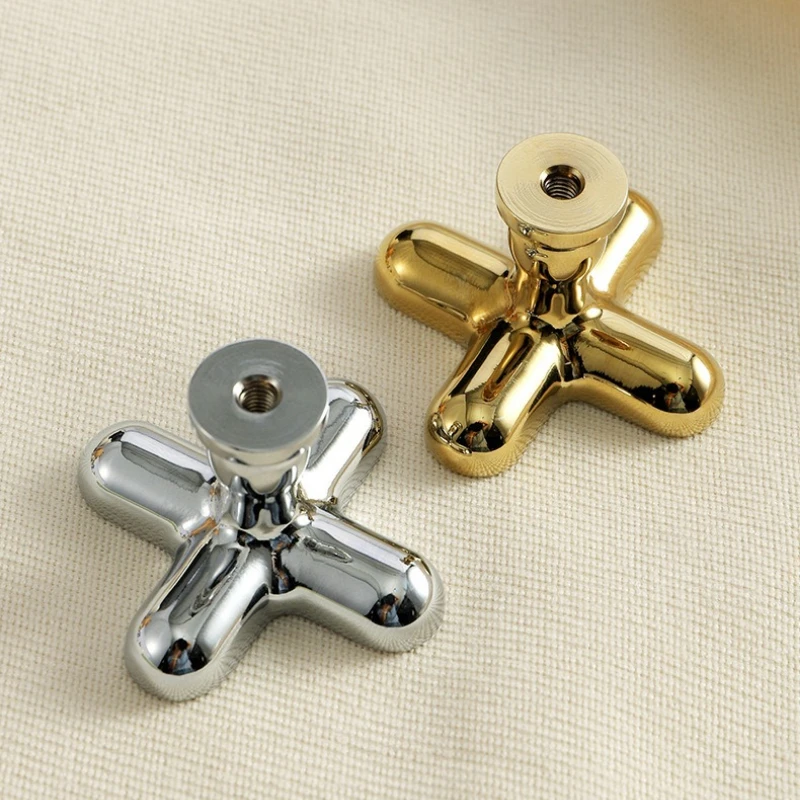 Creative Plus Minus Sign Cabinet Handles  Brass Drawer Knobs for Children's Room Gold Silver Wardrobe Pulls Kitchen Accessories