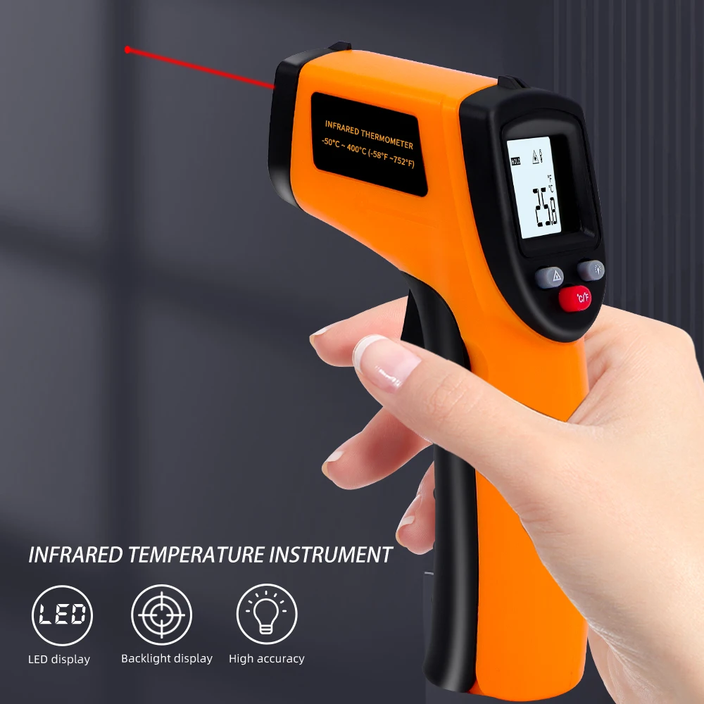 GM320 Infrared Thermometer Digital Pyrometer Non-Contact Laser -50~400 ℃ IR Laser Temp Meter Industrial Pyrometer Point Gun