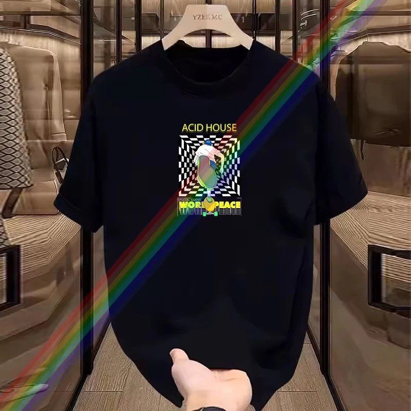 

Летняя футболка с буквенным принтом и туннельным узором, новинка 2025, мужская и женская трендовая футболка из чистого хлопка, повседневный роскошный элитный топ