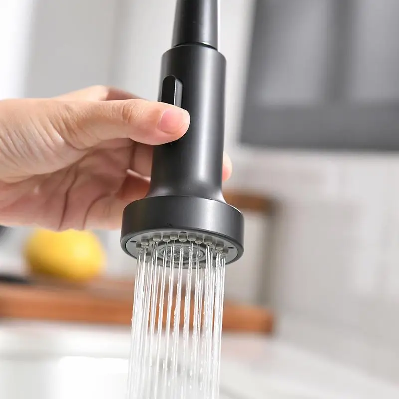 Matte Black Kitchen Faucet with Pull Down Water Filter and Roll Up Dish Drying Rack for Drinking Water