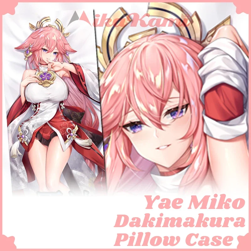 

Yae Miko Dakimakura Genshin Impact Pillowcase Hugging Full Body Sexy Cushion Cover Pillow Case Home Bedding Decor Otaku Gift