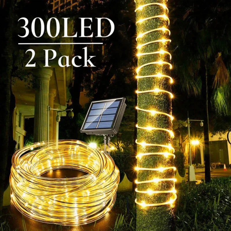 

32M 300LEDs Solar Powered Rope Tube String Lights Outdoor Waterproof Fairy Lights Garden Garland For Christmas Yard Decoration