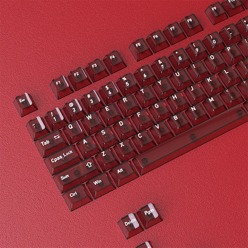 

Red transparent small full set of DIY customized mechanical keyboard PC keycaps - original height 119 keys