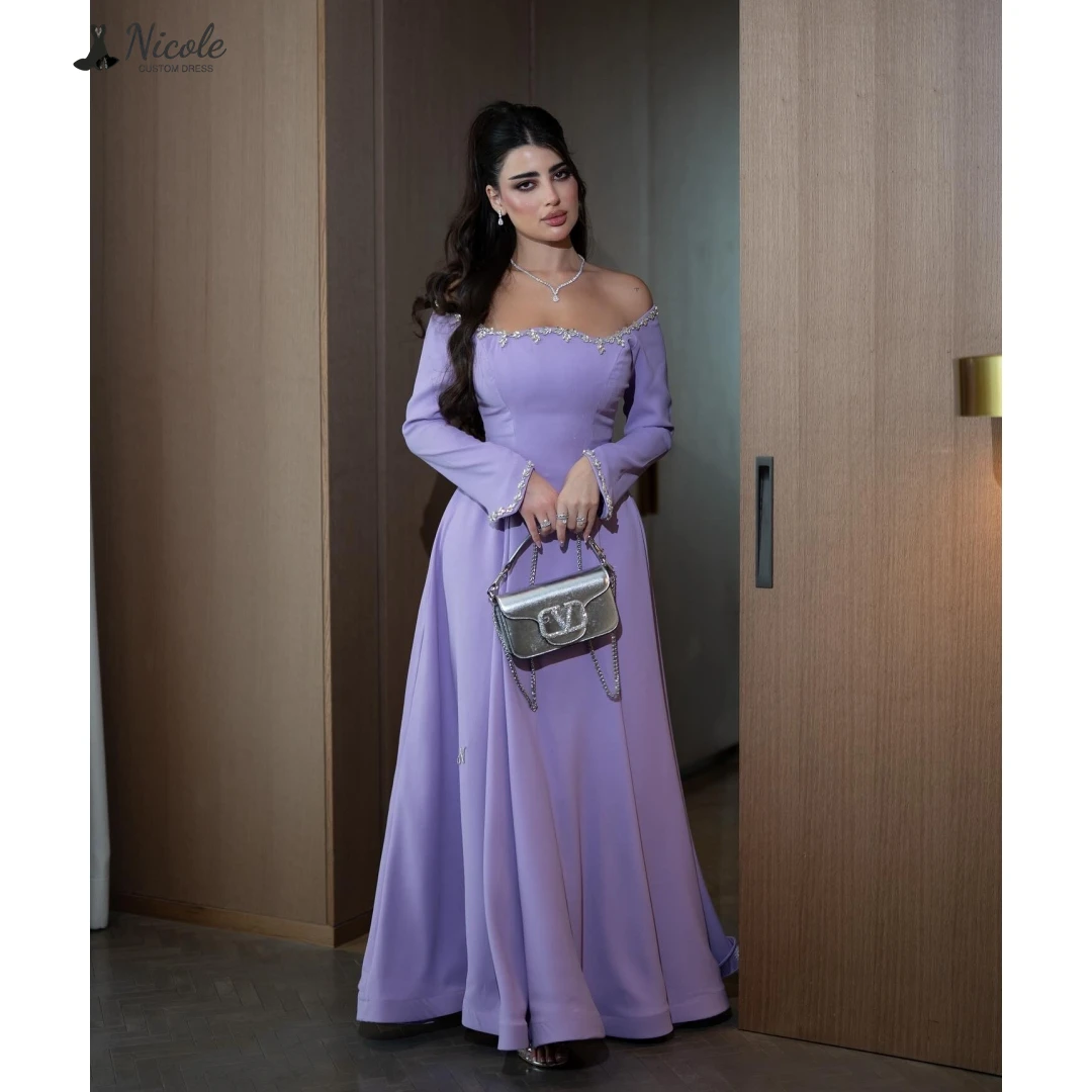 

Nicole Women's Prom Dress 2025 Candle Custom Made Evening Gown Line A Satin Cloth Elegant Wedding Guest Dresses Robe Soiree Gala