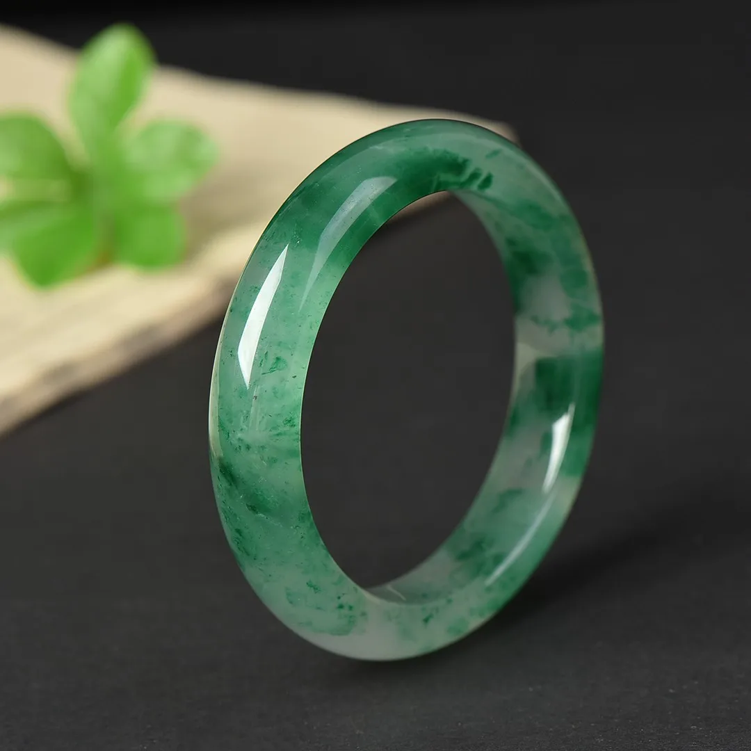 Certified Jade Bangles Women Healing Gemstone Fine Jewelry Genuine Myanmar Grade A Jadeite Ice Floating Burma Jade Stone Bangles