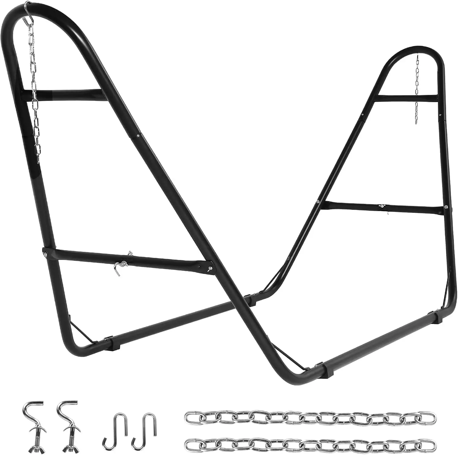 Heavy Duty Steel Hammock Stand, 550 lbs Capacity, Portable & Adjustable for Indoor or Outdoor Use, Black