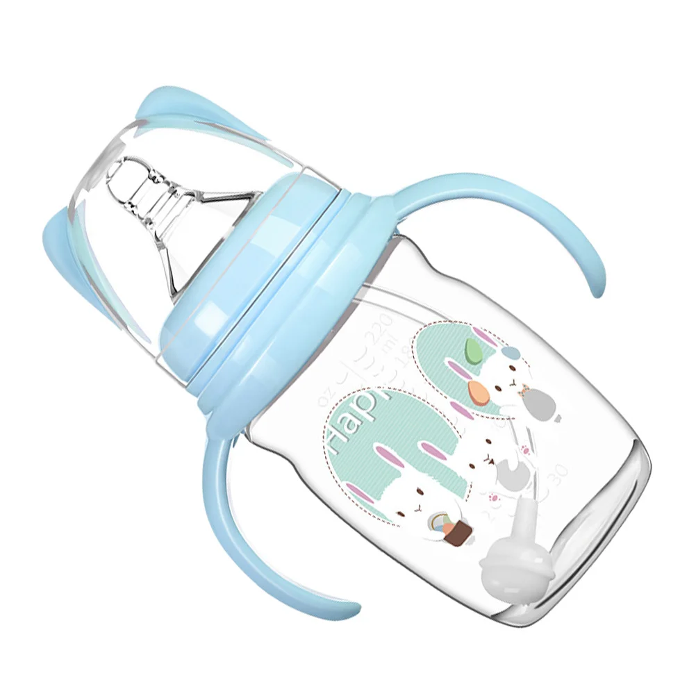 

1Pcs Blue Baby Milk Bottle Anti-Colic Silicone Feeding Cup Portable Lightweight Kids Water Bottle Reusable Safe Infant Milk