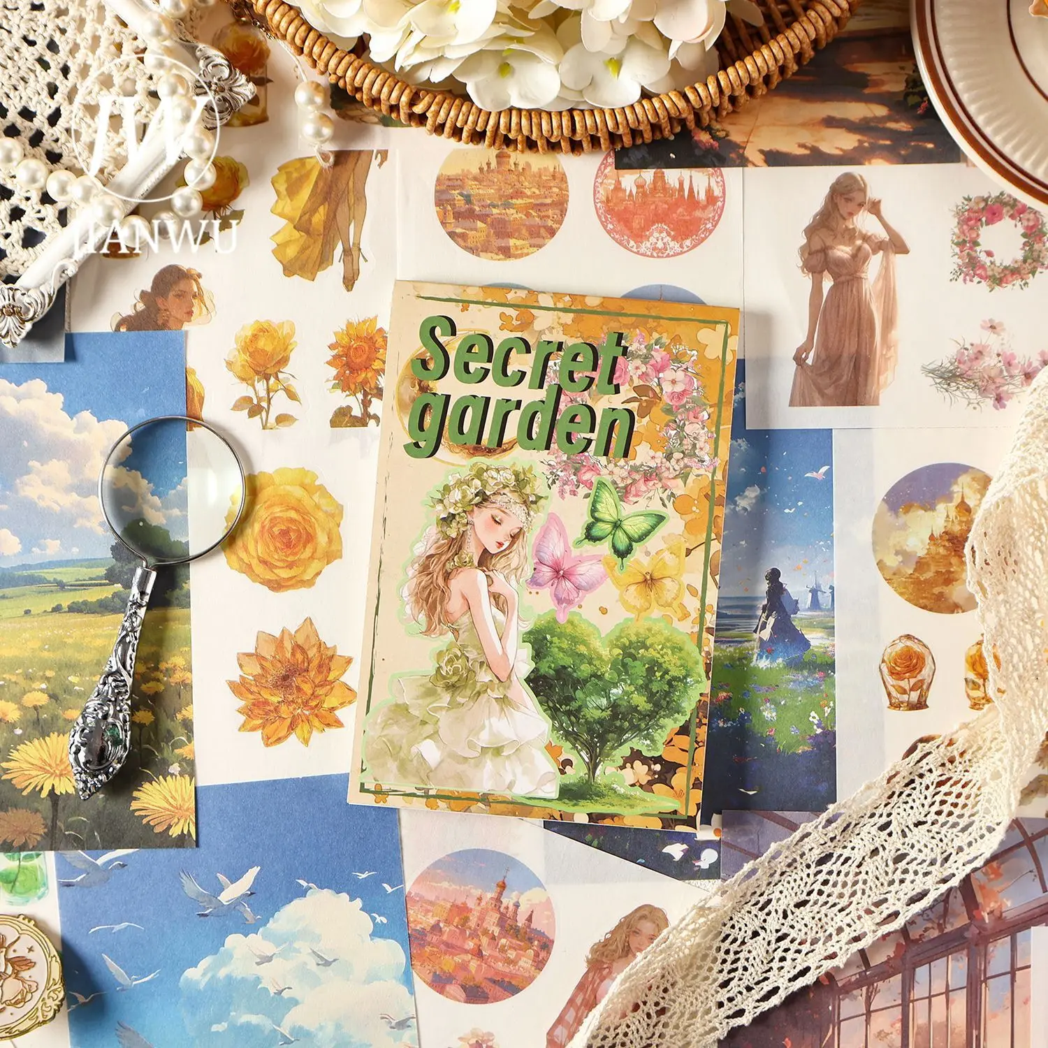 

JIANWU красивая серия времени винтажный дорожный персонаж цветок пейзаж материал коллаж наклейка книга творческий журнал канцелярские принадлежности