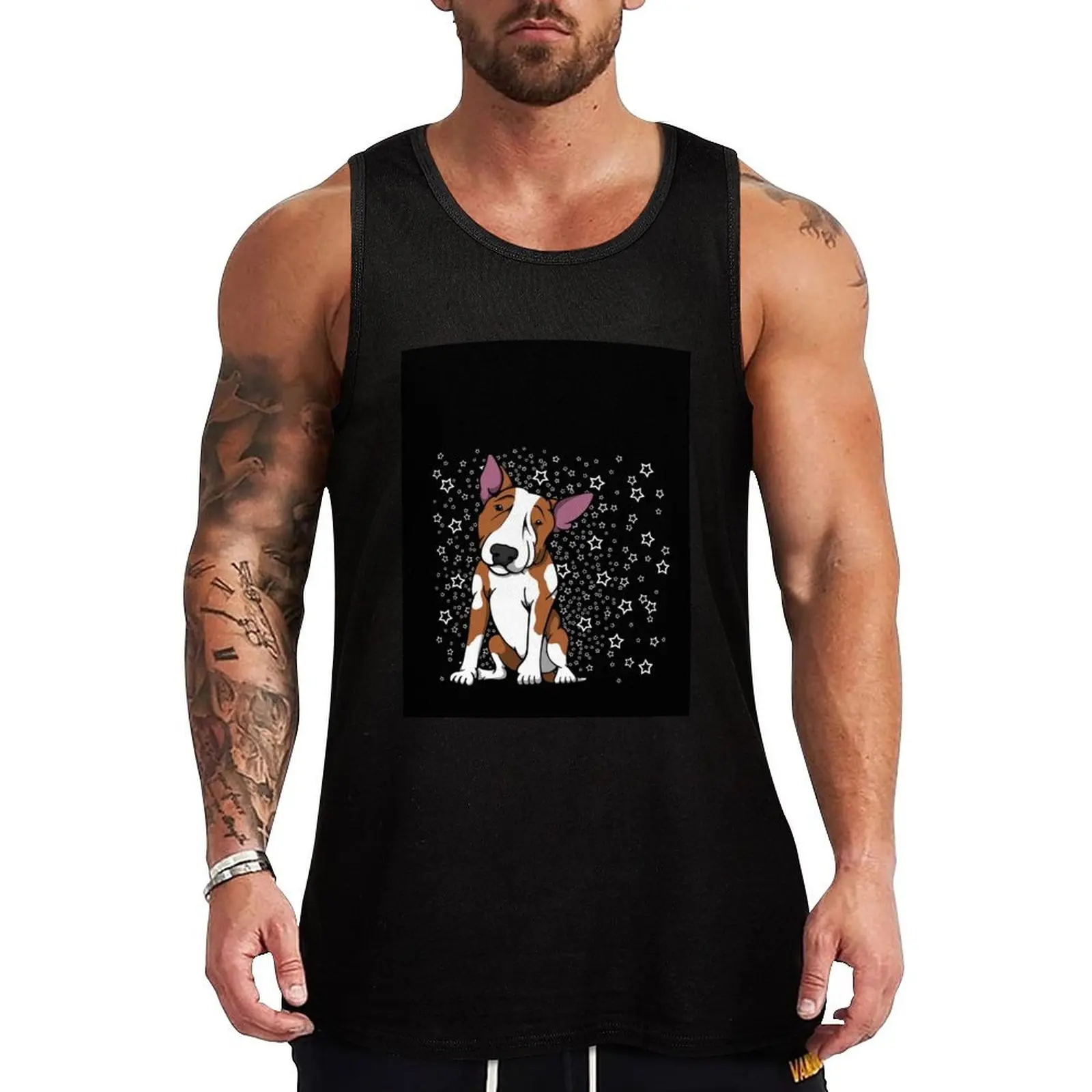 

Starry English Bull Terrier Red and White Tank Top Bodybuilding clothing man summer Men's tops Working vest