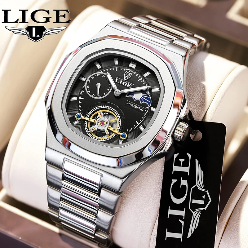 

LIGE 2025 модные оригинальные мужские часы механические часы из нержавеющей стали светящиеся водонепроницаемые часы мужские relogios masculino