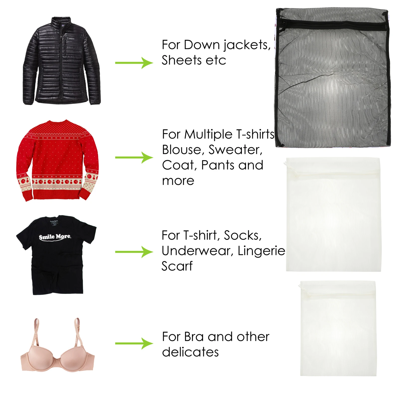 

3 Laundry Bags Different Sizes High Quality Polyester Mesh Clothes Care Washing Storage Bra Lingerie Foldable Lightweight