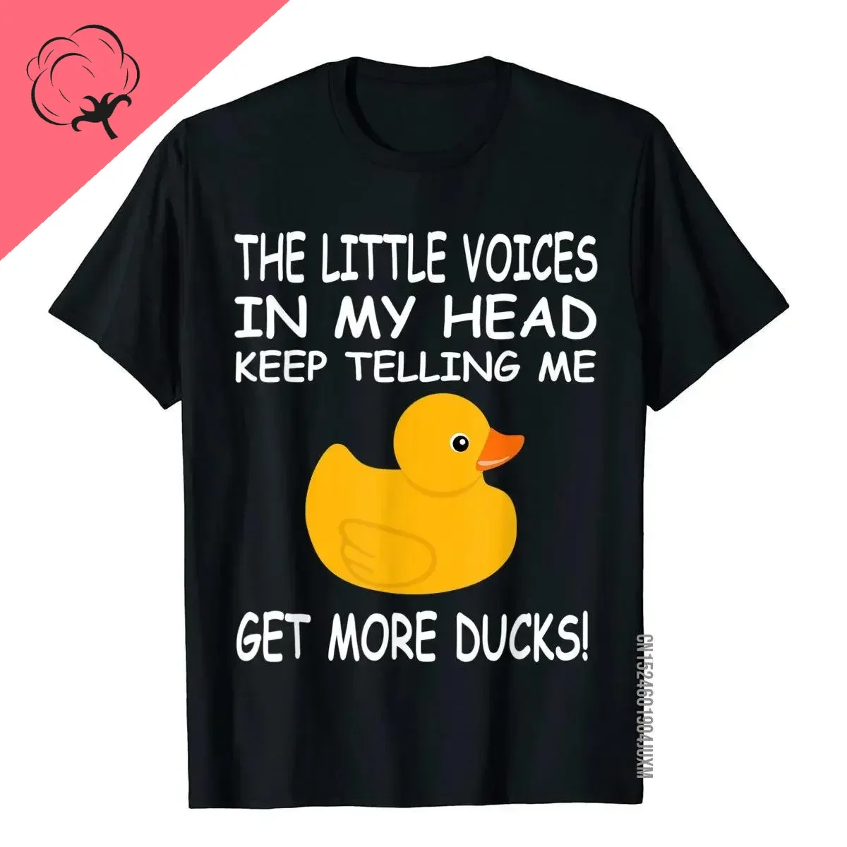 Little Voices Get More Ducks Funny Rubber Duck Cotton T-Shirt Fashion Male Top T-Shirts Printed On Tops Shirts  Preppy Style