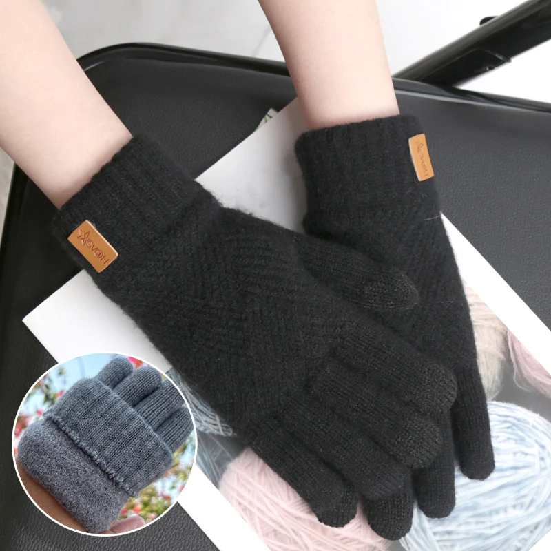 Hochwertige Damen-Fäustlinge, Winter, warm, Alpaka-Strickhandschuhe, Arbeitshandschuhe, Touchscreen-Essentials, Outdoor-Fahrradzubehör
