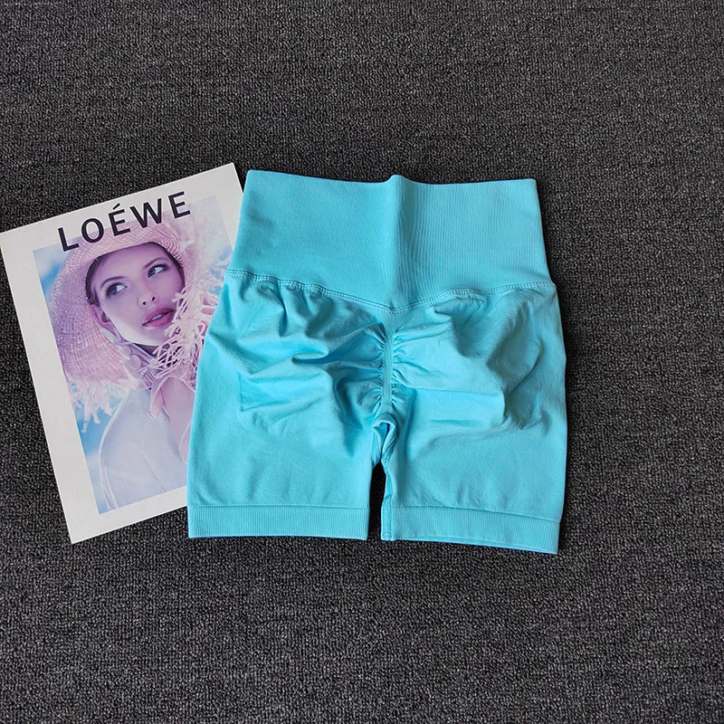 Pfirsichfarbene Fitness-Shorts für Damen, Sport-Shorts zur Po-Hebung, Yoga-Shorts für die Hüften, hochtaillierte, hochelastische Leggings, Outdoor-Anzug – Detail 8