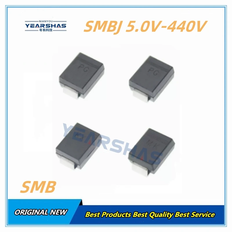 Diode TV SMD SMBJ90CA SMBJ100CA SMBJ110CA SMBJ120CA SMBJ130CA SMB150CA SMBJ160CA SMBJ170CA SMBJ180CA SMBJ200 600W 5V-440V, 50 pièces