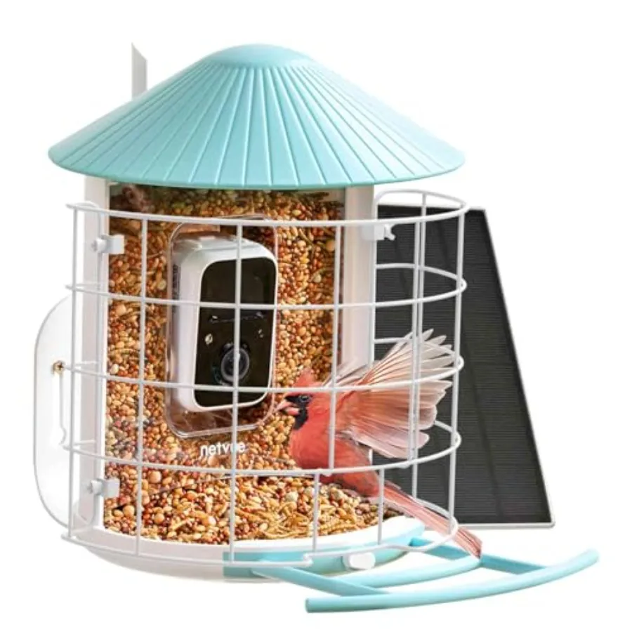 

Умная кормушка для птиц с AI-камерой, на солнечной энергии, для использования на улице, черная, с мониторингом в реальном времени и автоматической подачей корма