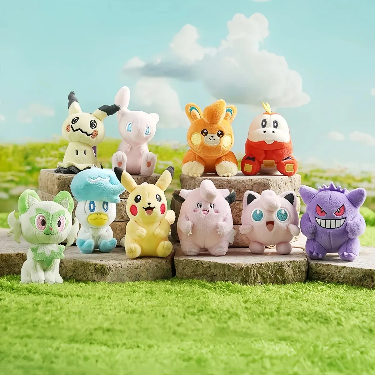 Anime Kawaii Pikachu Schlüsselanhänger Gengar Togepi Sprigatito Mew Jigglypuff Mimikyu Plüschtier Niedliche Plüsch-Schlüsselanhänger Puppen Anhänger Geschenke – Detail 7