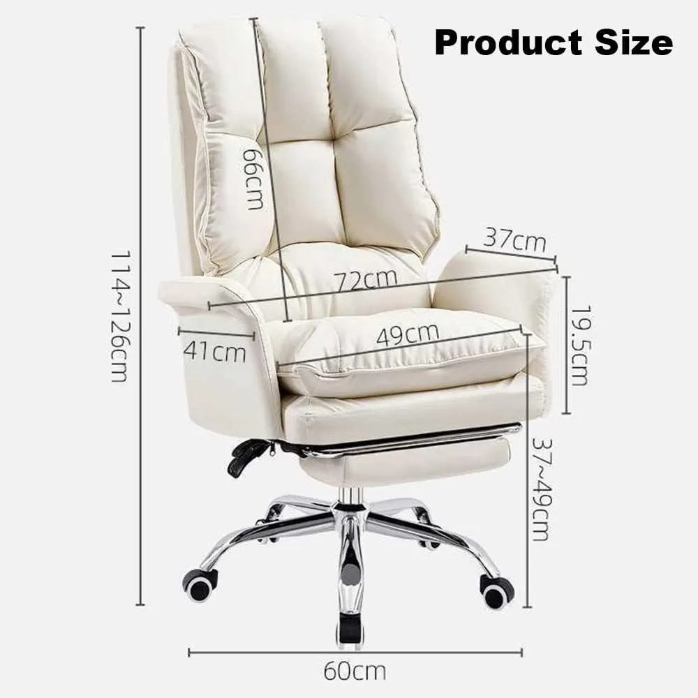 Office Chair, Gaming Chair with Wheels, Soft Cushion Computer Chair Height Angle Adjustable Desk Chair for Company Home (White)